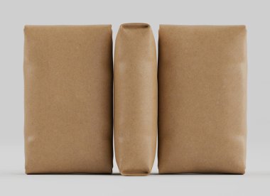 Çuval Paketleme kahverengi rengi gri arkaplanda izole edildi
