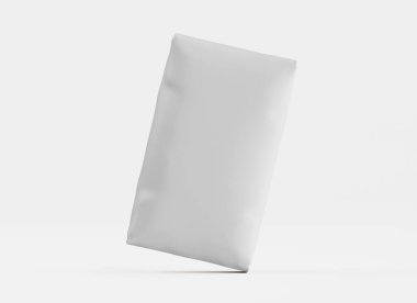 Gri arkaplan üzerinde izole edilmiş beyaz paketleme rengi, modelleme koleksiyonu için 3d resimleme