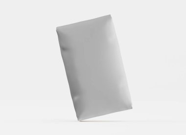 Gri arkaplan üzerinde izole edilmiş beyaz paketleme rengi, modelleme koleksiyonu için 3d resimleme