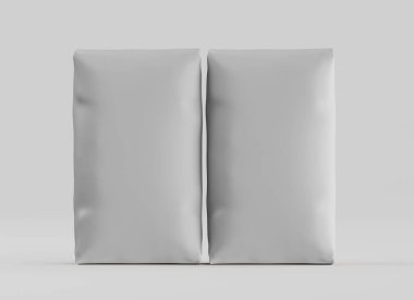 Gri arkaplan üzerinde izole edilmiş beyaz paketleme rengi, modelleme koleksiyonu için 3d resimleme