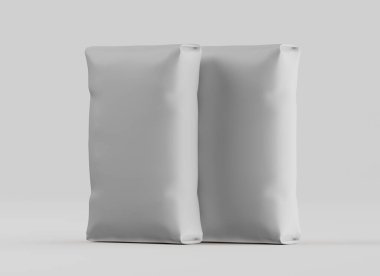 Gri arkaplan üzerinde izole edilmiş beyaz paketleme rengi, modelleme koleksiyonu için 3d resimleme