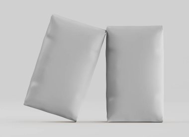 Gri arkaplan üzerinde izole edilmiş beyaz paketleme rengi, modelleme koleksiyonu için 3d resimleme