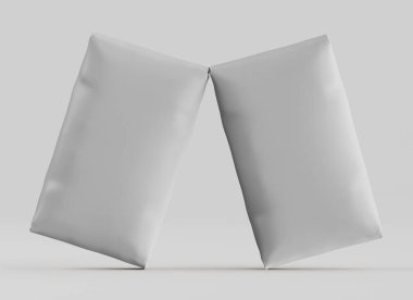 Gri arkaplan üzerinde izole edilmiş beyaz paketleme rengi, modelleme koleksiyonu için 3d resimleme
