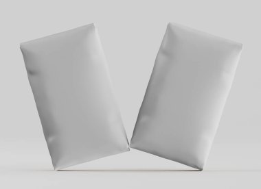 Gri arkaplan üzerinde izole edilmiş beyaz paketleme rengi, modelleme koleksiyonu için 3d resimleme