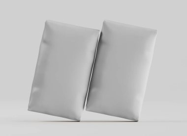 Gri arkaplan üzerinde izole edilmiş beyaz paketleme rengi, modelleme koleksiyonu için 3d resimleme