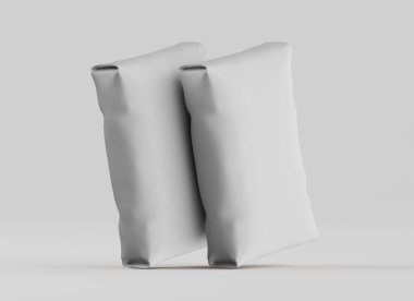 Gri arkaplan üzerinde izole edilmiş beyaz paketleme rengi, modelleme koleksiyonu için 3d resimleme