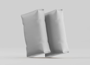 Gri arkaplan üzerinde izole edilmiş beyaz paketleme rengi, modelleme koleksiyonu için 3d resimleme