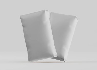 Gri arkaplan üzerinde izole edilmiş beyaz paketleme rengi, modelleme koleksiyonu için 3d resimleme
