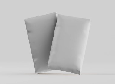 Gri arkaplan üzerinde izole edilmiş beyaz paketleme rengi, modelleme koleksiyonu için 3d resimleme