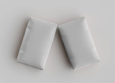 Gri arkaplan üzerinde izole edilmiş beyaz paketleme rengi, modelleme koleksiyonu için 3d resimleme