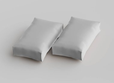 Gri arkaplan üzerinde izole edilmiş beyaz paketleme rengi, modelleme koleksiyonu için 3d resimleme