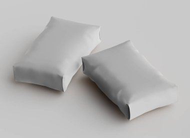 Gri arkaplan üzerinde izole edilmiş beyaz paketleme rengi, modelleme koleksiyonu için 3d resimleme