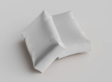 Gri arkaplan üzerinde izole edilmiş beyaz paketleme rengi, modelleme koleksiyonu için 3d resimleme