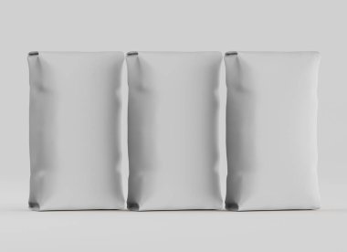 Gri arkaplan üzerinde izole edilmiş beyaz paketleme rengi, modelleme koleksiyonu için 3d resimleme