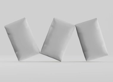 Gri arkaplan üzerinde izole edilmiş beyaz paketleme rengi, modelleme koleksiyonu için 3d resimleme