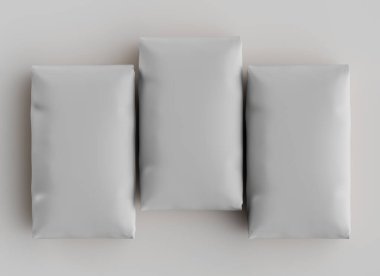 Gri arkaplan üzerinde izole edilmiş beyaz paketleme rengi, modelleme koleksiyonu için 3d resimleme