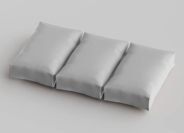 Gri arkaplan üzerinde izole edilmiş beyaz paketleme rengi, modelleme koleksiyonu için 3d resimleme