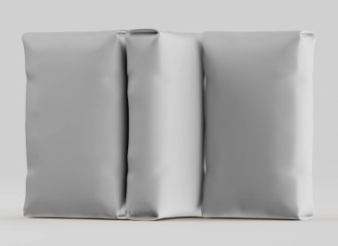 Gri arkaplan üzerinde izole edilmiş beyaz paketleme rengi, modelleme koleksiyonu için 3d resimleme