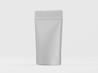 Boş, açık gri plastik yemek kesesi düz beyaz arka planda. Kese pürüzsüz, mat bir yüzeyi gösteriyor ve basit ve temiz bir tasarımı var. Görünürde hiçbir gölgesi olmayan bir görüntü var. Durgun yaşam ve basit tasarım vitrin için idealdir.