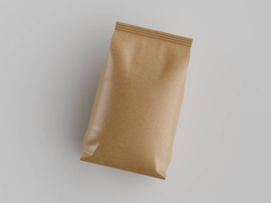 Kahve kesesi kahverengi 3d renginde çizim modeli koleksiyonu için gri arkaplanda izole edilmiş.