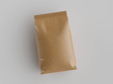 Kahve kesesi kahverengi 3d renginde çizim modeli koleksiyonu için gri arkaplanda izole edilmiş.