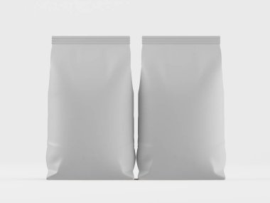 Kahve kesesi beyaz renkli 3d çizim modeli koleksiyonu için beyaz arkaplanda izole edilmiş