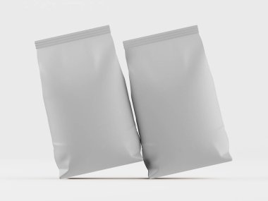 Kahve kesesi beyaz renkli 3d çizim modeli koleksiyonu için beyaz arkaplanda izole edilmiş