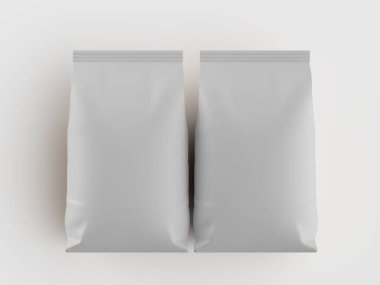 Kahve kesesi beyaz renkli 3d çizim modeli koleksiyonu için beyaz arkaplanda izole edilmiş