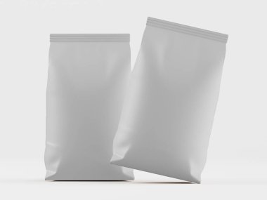 Kahve kesesi beyaz renkli 3d çizim modeli koleksiyonu için beyaz arkaplanda izole edilmiş