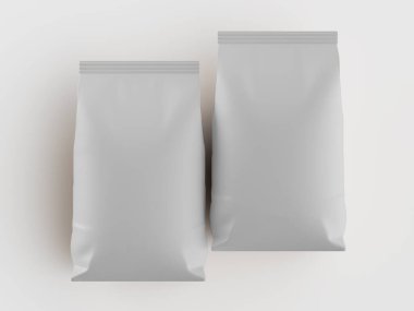 Kahve kesesi beyaz renkli 3d çizim modeli koleksiyonu için beyaz arkaplanda izole edilmiş