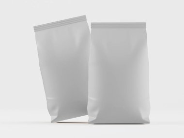 Kahve kesesi beyaz renkli 3d çizim modeli koleksiyonu için beyaz arkaplanda izole edilmiş