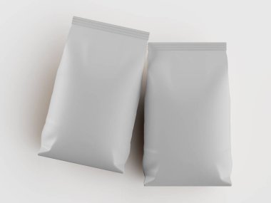 Kahve kesesi beyaz renkli 3d çizim modeli koleksiyonu için beyaz arkaplanda izole edilmiş