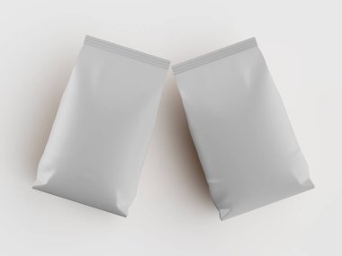 Kahve kesesi beyaz renkli 3d çizim modeli koleksiyonu için beyaz arkaplanda izole edilmiş