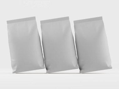 Kahve kesesi beyaz renkli 3d çizim modeli koleksiyonu için beyaz arkaplanda izole edilmiş