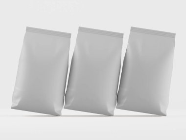 Kahve kesesi beyaz renkli 3d çizim modeli koleksiyonu için beyaz arkaplanda izole edilmiş