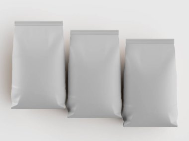 Kahve kesesi beyaz renkli 3d çizim modeli koleksiyonu için beyaz arkaplanda izole edilmiş