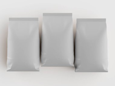 Kahve kesesi beyaz renkli 3d çizim modeli koleksiyonu için beyaz arkaplanda izole edilmiş