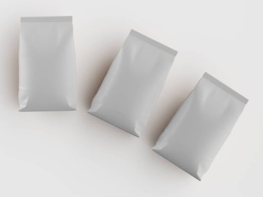 Kahve kesesi beyaz renkli 3d çizim modeli koleksiyonu için beyaz arkaplanda izole edilmiş