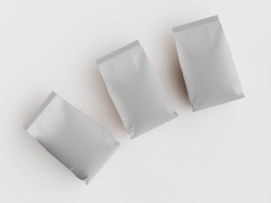 Kahve kesesi beyaz renkli 3d çizim modeli koleksiyonu için beyaz arkaplanda izole edilmiş