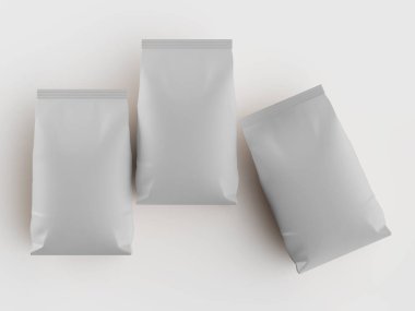 Kahve kesesi beyaz renkli 3d çizim modeli koleksiyonu için beyaz arkaplanda izole edilmiş
