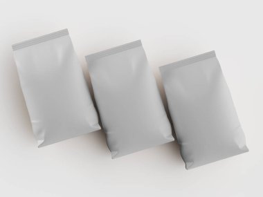 Kahve kesesi beyaz renkli 3d çizim modeli koleksiyonu için beyaz arkaplanda izole edilmiş