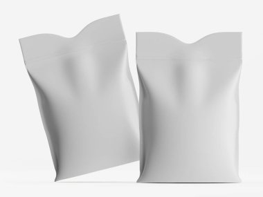 Dikey odaklı, nötr renkli iki paket düz beyaz bir arkaplan karşısında gösteriliyor ve temiz ve basit bir görsel sunum sunuluyor. Paketler, katlanmış üstleriyle, üç boyutlu bir kalite sunuyor, potansiyel olarak