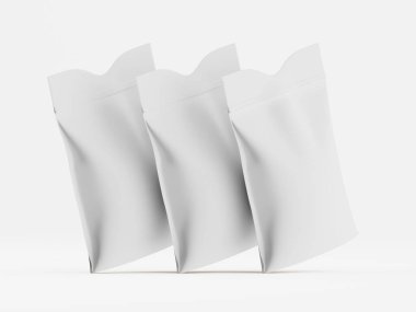 Bu resim ürün gösterimi veya ambalaj tasarımı için bir dizi beyaz paket sunar. Paketler beyaz arka plana karşı dik duruyor ve yumuşak ışıklandırma şekillerini vurguluyor. Basit bir düzenleme temiz ve düzensiz bir öneri sunar.