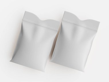 Düz beyaz bir arkaplana karşı aynı iki boş paket sunuluyor. Paketlerde kıvrımlı üst kenarı ve mühürlü kapağı olan minimalist bir tasarım sergileniyor. Rengi yumuşak, nötr gri, basit ve modern bir estetiği çağrıştırıyor. Işıklandırma 