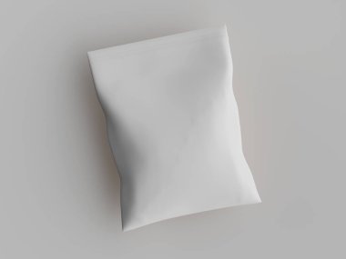 Atıştırmalık için kağıt kraft paketlemesi Gri arkaplanda izole edilmiş 3d çizim çizimi