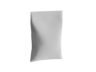 Atıştırmalık için kağıt kraft paketlemesi Gri arkaplanda izole edilmiş 3d çizim çizimi