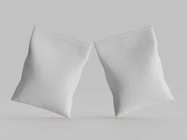 Atıştırmalık için kağıt kraft paketlemesi Gri arkaplanda izole edilmiş 3d çizim çizimi