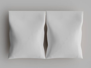 Atıştırmalık için kağıt kraft paketlemesi Gri arkaplanda izole edilmiş 3d çizim çizimi