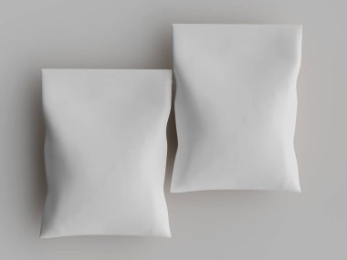 Atıştırmalık için kağıt kraft paketlemesi Gri arkaplanda izole edilmiş 3d çizim çizimi