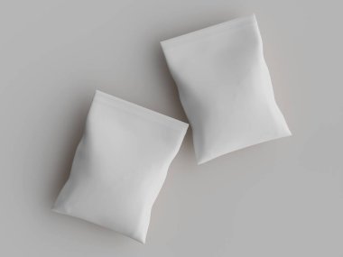 Atıştırmalık için kağıt kraft paketlemesi Gri arkaplanda izole edilmiş 3d çizim çizimi